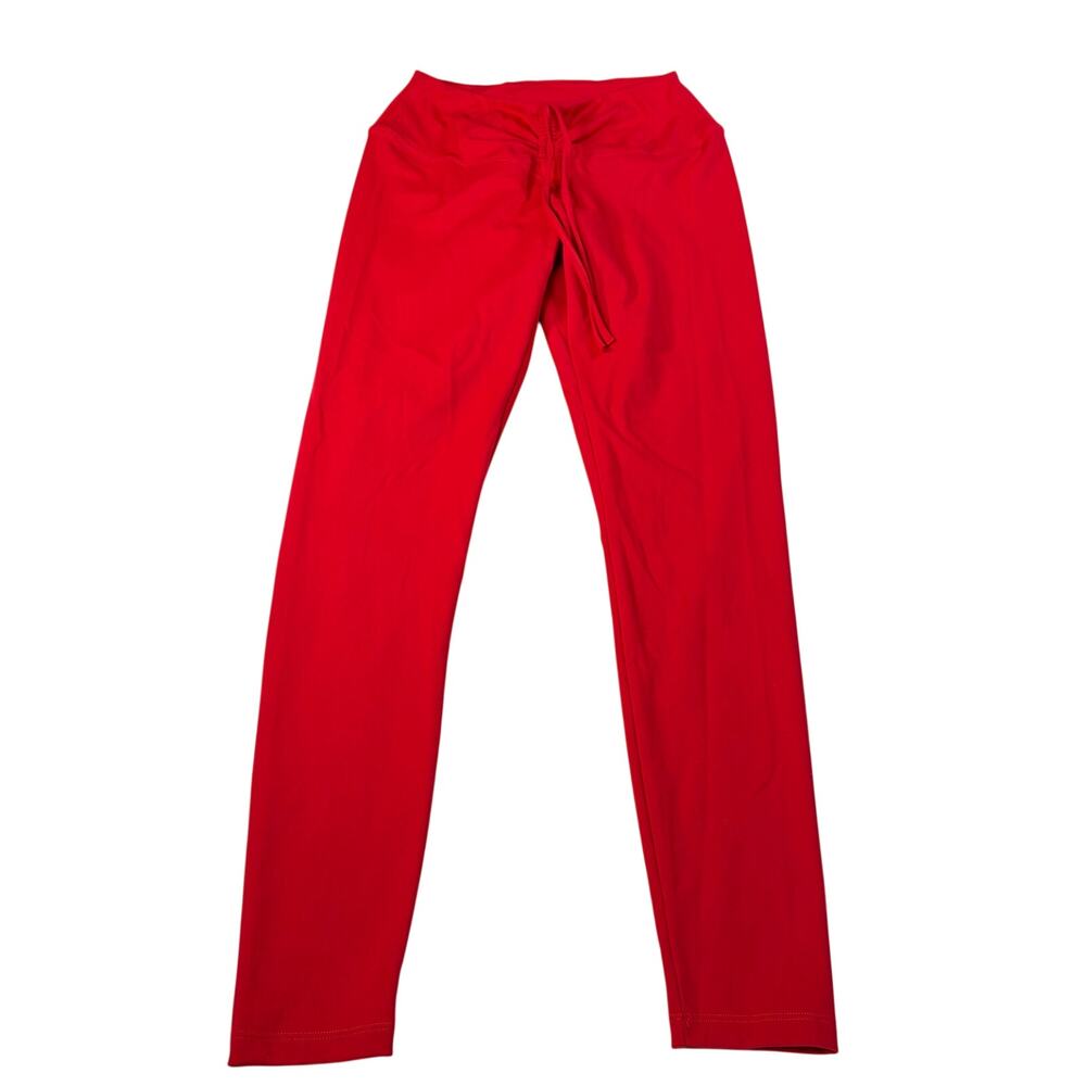 Victorias Secret Pink Active red ruche tie front full length leggings. Size M.